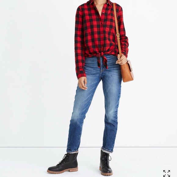 Madewell Tops - Madewell Women Plaid Tie-Front Shirt in Buffalo Check Size Small